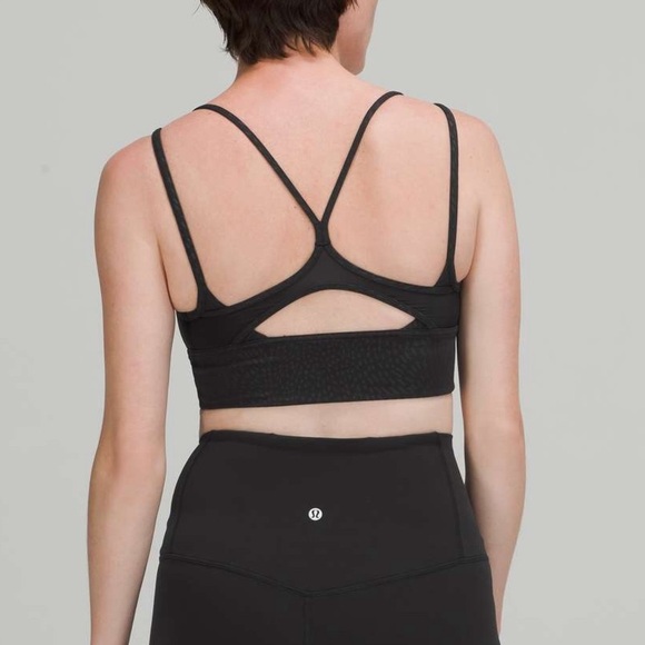 Lululemon Nulu and Mesh Yoga Bra Light Support, A/B Cups Jewel Emboss Black Sz 4 - Picture 2 of 6